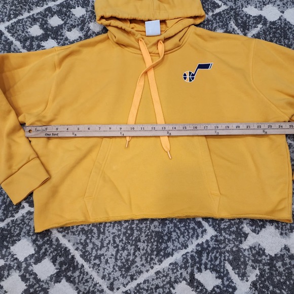 Nike women's size medium yellow utah jazz pullover crop hoodie - Picture 3 of 8